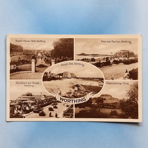 Worthing postcard 1933 - postcard, real