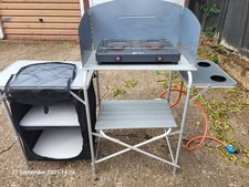 Hi-Gear Basecamp Spacious Kitchen Stand with Side Shelf, two ring burner + case