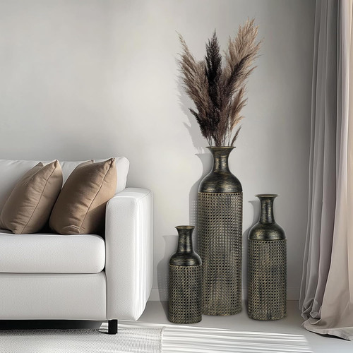 Metal floor vase set tall - set,