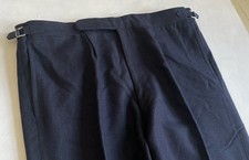 Vtg 1950s 60s Mens Bespoke Cinch Waist Pinstripe Wool Flannel Trousers