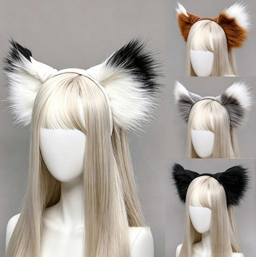 Faux fur fox wolf ears - fur,