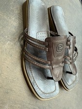 ECCO Women's Brown Leather Sandals EUR 39 UK 6 Thong Sandal Flat Shoes Summer