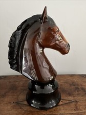 HORSE HEAD Large Figurine - 26.5cm High- Kingston Pottery Hull- Brown/ Black