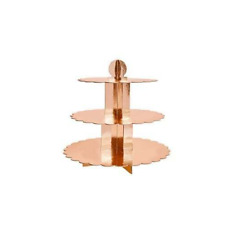 Rose Gold Cupcake Stand 3 Tier holds 32 cupcakes Disposable Metallic Card