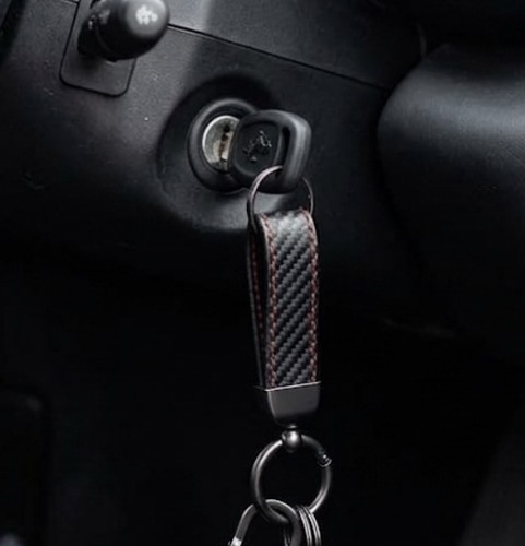 Carbon weave keyring key fob - keyring,