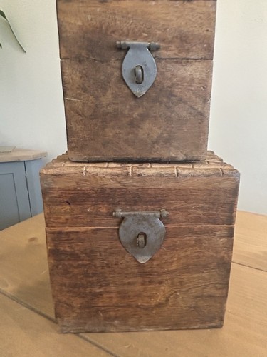 Pair antique rustic carved - rustic,