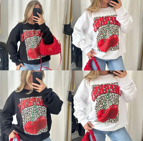 Ladies sweatshirt cherries - ladies,