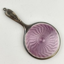 Antique Solid Silver & Enamel Miniature Mirror Henry Clifford Davis 1917 6.6cm
