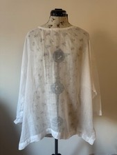 Shirin Guild White Lagenlook Fine Linen Tunic Top Oversized 28” Made in England