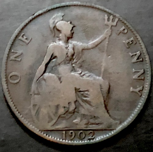 1902 low tide penny coin - penny, coin-1d