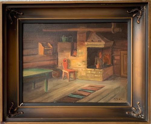 Oil painting old farmhouse - painting,