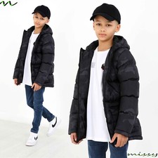 NEW BOYS COATS KIDS BACK TO SCHOOL CAM0 HOODED PARKA JACKET WINTER WARM COAT SIZ