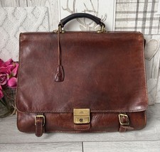 THE BRIDGE Chestnut Leather briefcase office bag document holder Bag