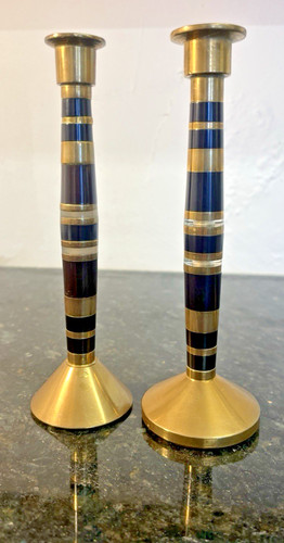 Brass candlesticks pair - brass,