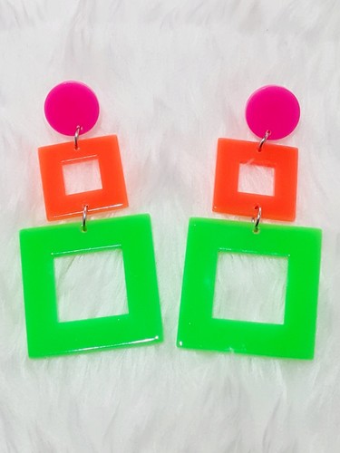 Neon geometric earrings|