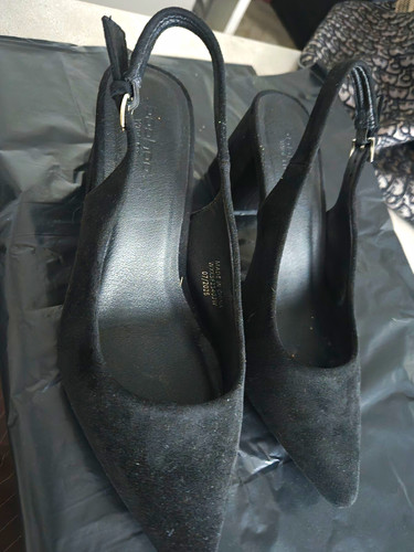 Boohoo black suede slingback - black,