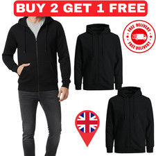 New Mens Plain Fleece Zip Up