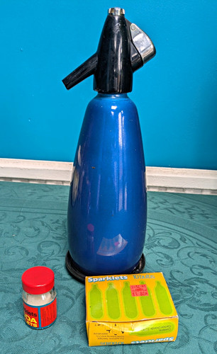 Vintage sparklets blue metal - blue,