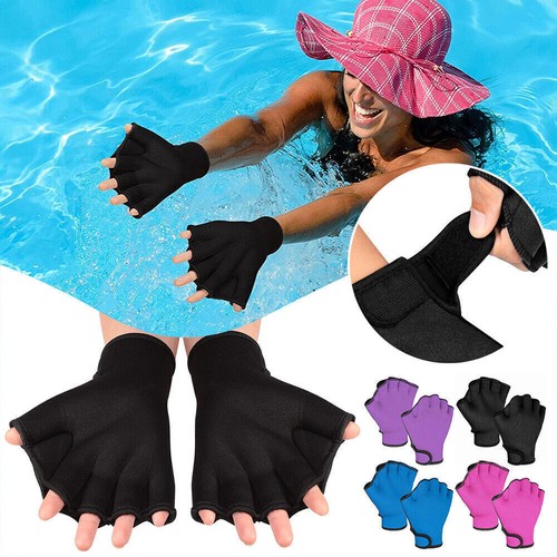 Webbed paddle swim gloves aqua - webbed,