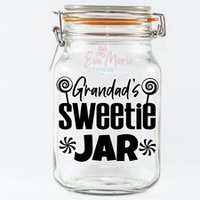 GRANDAD'S Sweet Jar Vinyl Sticker FATHER'S DAY Treats Candy Gift Sweetie Toffee
