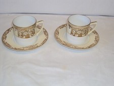 Vintage Mid Century RC Japan Pair of Porcelain Coffee Cans and Saucers