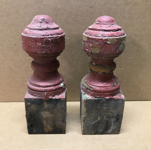 Antique pair shabby turned - pair,