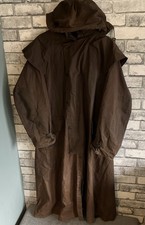 Barbour Stockman Mens Oversized M 50in Brown Full Length Waxed Coat & Hood
