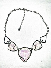 STUNNING Iridescent Necklace Statement Piece Silver Tone Claw Clasp AV TAG VGC