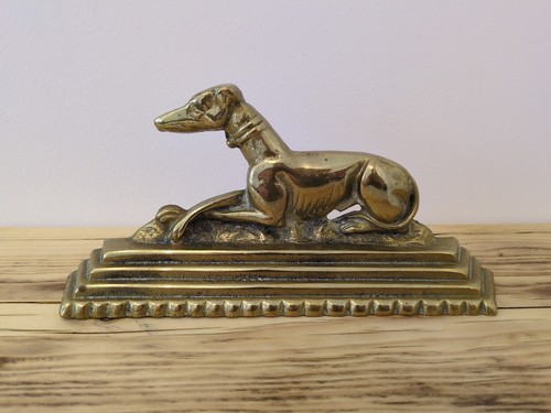 Brass greyhound fire dog - greyhound, 8.5''