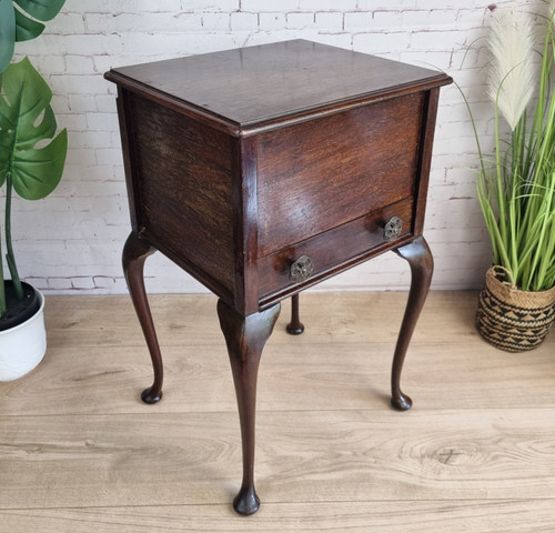Antique wooden side table - side,