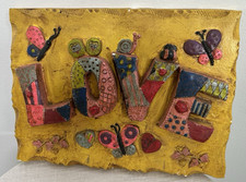 Vtg 1973 Chalkware LOVE Wall