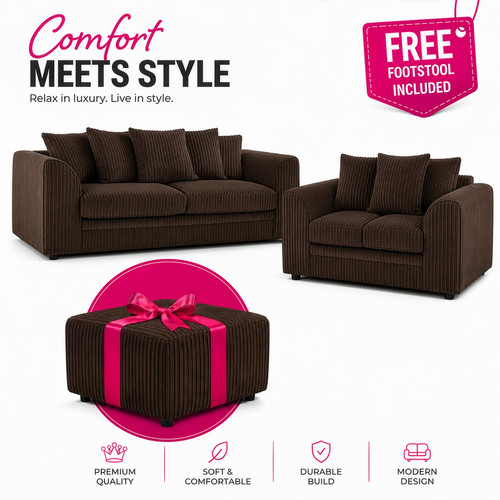 Corner sofa jumbo cord 3 - sofa, &