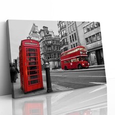 Red Bus and Telephone Box in