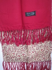 FAB VINTAGE TOOTAL PAISLEY  REVERSIBLE  SCARF WITH RED TASSELS  -  1960s  - MODS