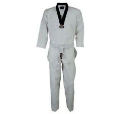 Korean Ultimate Taekwondo Uniform Plain Back Suits Black V Neck WTF Adults GI