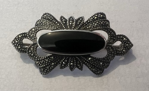 Silver 925 marcasite - silver, onyx