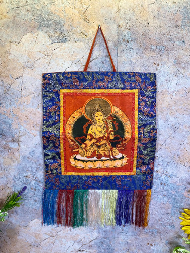 Tibetan tara brocade thangka - tibetan,