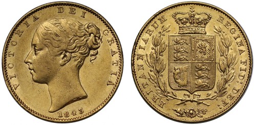 Victoria 1843 sovereign - victoria,