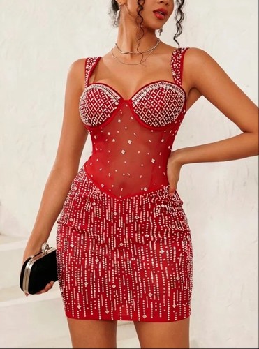 Red bodycon sleeveless - bodycon, dress