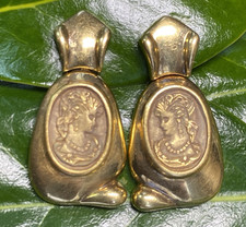 Vintage Earrings 18K Gold Cameo Estate Jewelry Retro Victorian Revival Italy