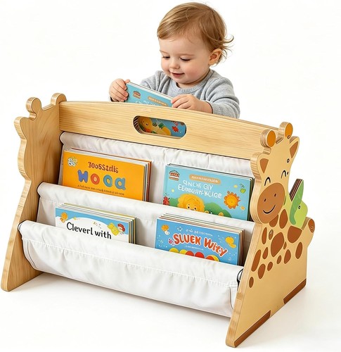 Kids bookshelf wooden double - wooden,