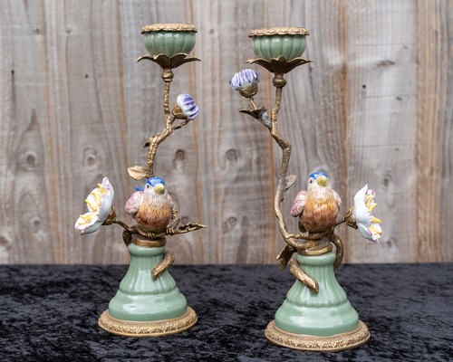 Pair porcelain and brass - pair,