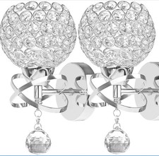 Crystal Pendant Wall Lamp Bedroom Aisle Living Room Modern Artistic Light E14 x2