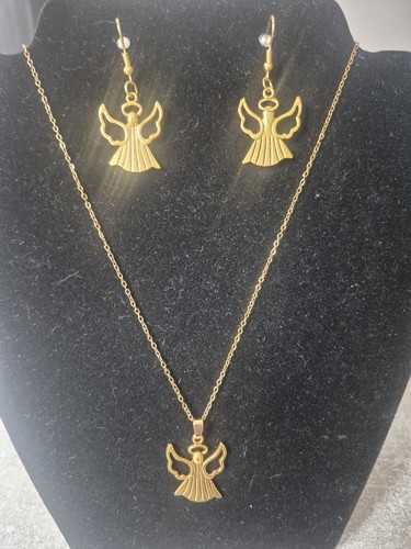 Gold colour metal angel set - metal,
