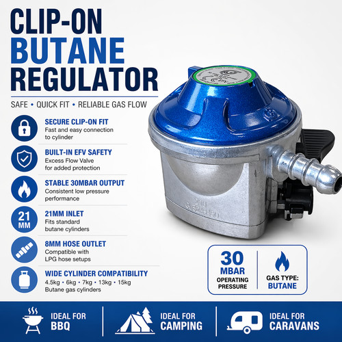 Butane gas regulator 30mbar - butane,
