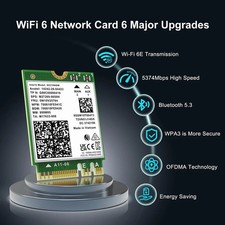 Upgrade to Intel AX210 Wireless Card: 5400Mbps Tri-Band WiFi 6E + Bluetooth 5.3
