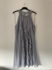 Frill Swing Dress, Light gray dress, some raffles on the front, Joanna Hope,UK24