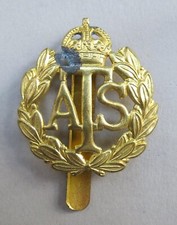 Military Gilt Cap Badge ATS
