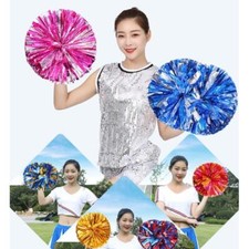 Cheer PomPoms And Bows Metallic Cheerleading PomPoms Cheer Hair Bows Ponytail