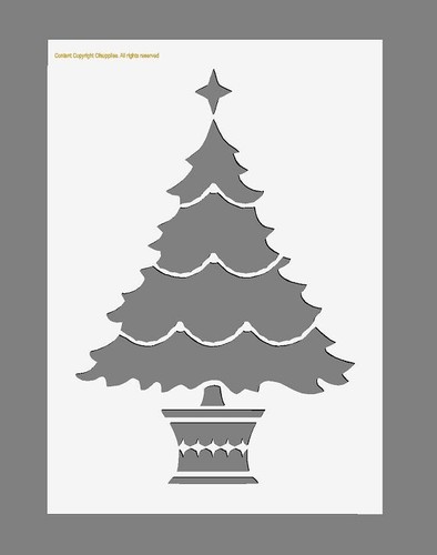 Christmas tree stencil - stencil, ---